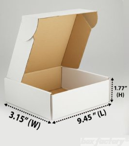 Mailer White Box (3 Ply) 9.45x3.15x1.77 Inch